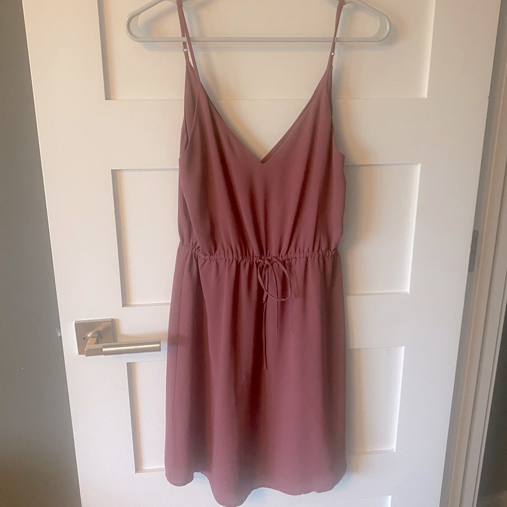 Babaton Mauve Pink Slip Dress with Drawstring Waist